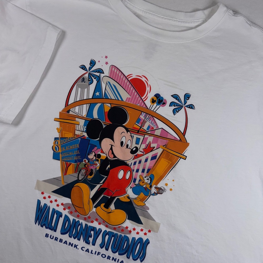 Disney T-Shirt Women XXL White Walt Disney Studios Burbank Mickey Mouse Graphic